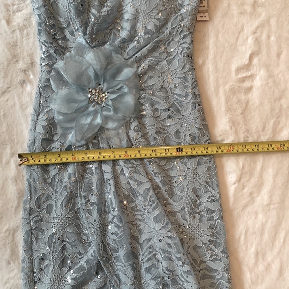 NWT- Pale Blue Sparkly and Lacy Mini Cocktail/Party Dress - Picture 15 of 16